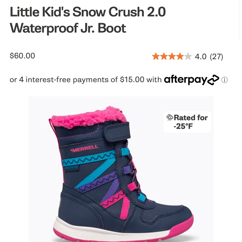 NWOT Merrell infant/toddler snow boot